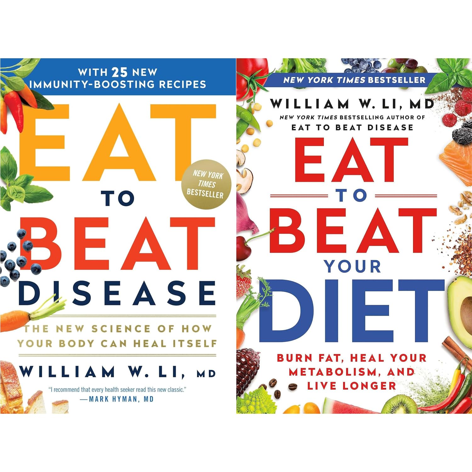 Bestselling Eat to Beat 2-Book Set by Dr. William W Li, Eat to Beat Your Diet & Eat to Beat Disease