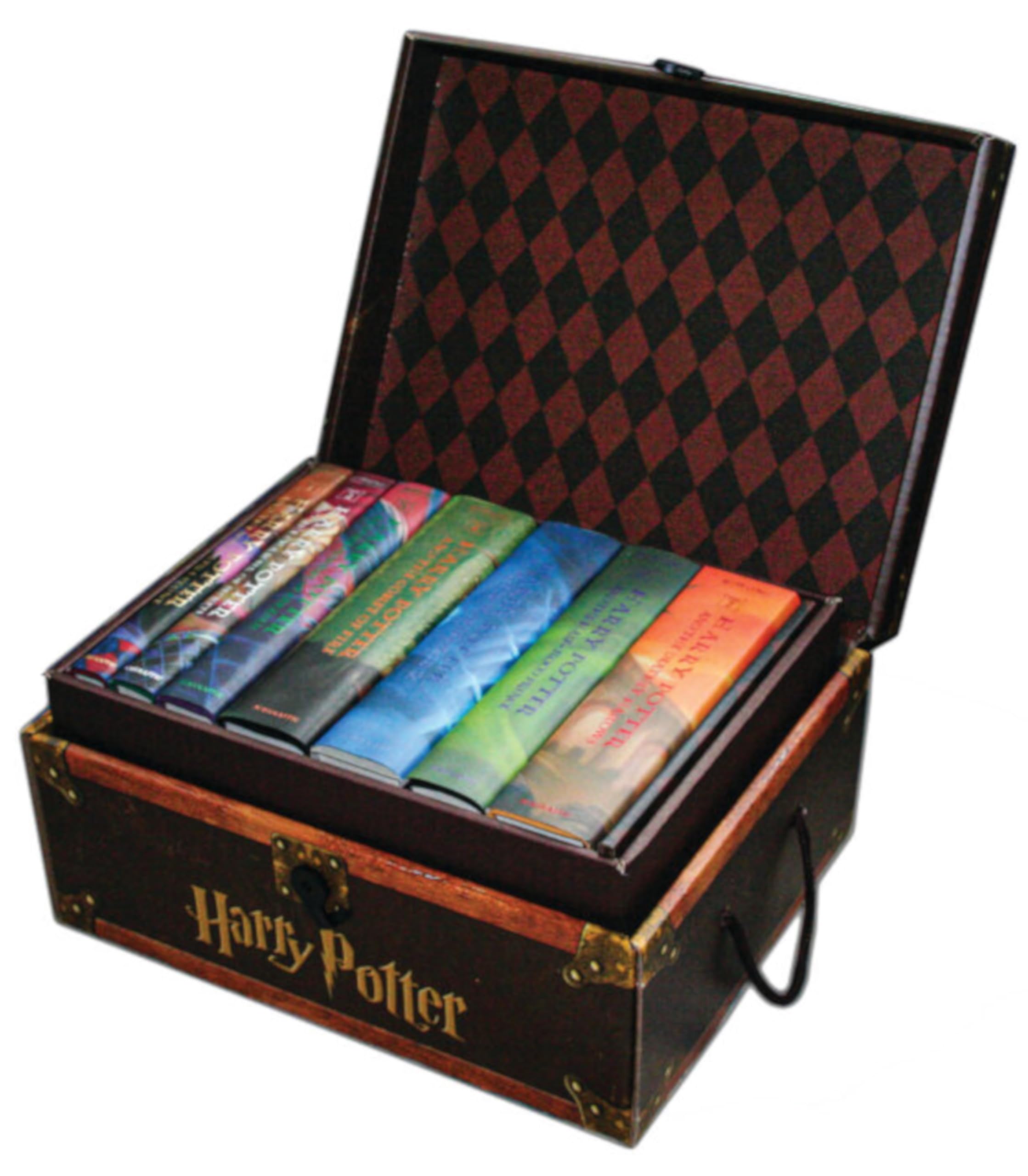 Harry Potter Books Set #1-7 in Collectible Trunk-Like Toy Chest Box, Decorative Stickers Included