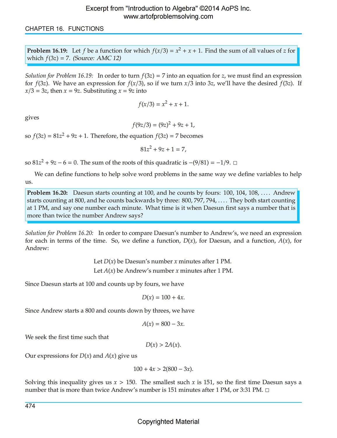 Art of Problem Solving (AoPS) Series, Introduction to Algebra 2 Books Set of Text and Solution by Richard Rusczyk