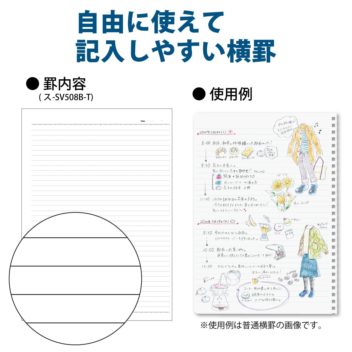 KOKUYO Spiral Lined Notebook, 10'' x 7'' Business Journal B5 Soft Ring Notebooks with A 6mm Ruled, 80 Perforated Sheets, Clear 1 Subject Notebook, Note Taking for Work. Japan Import (SU-SV508B-T)