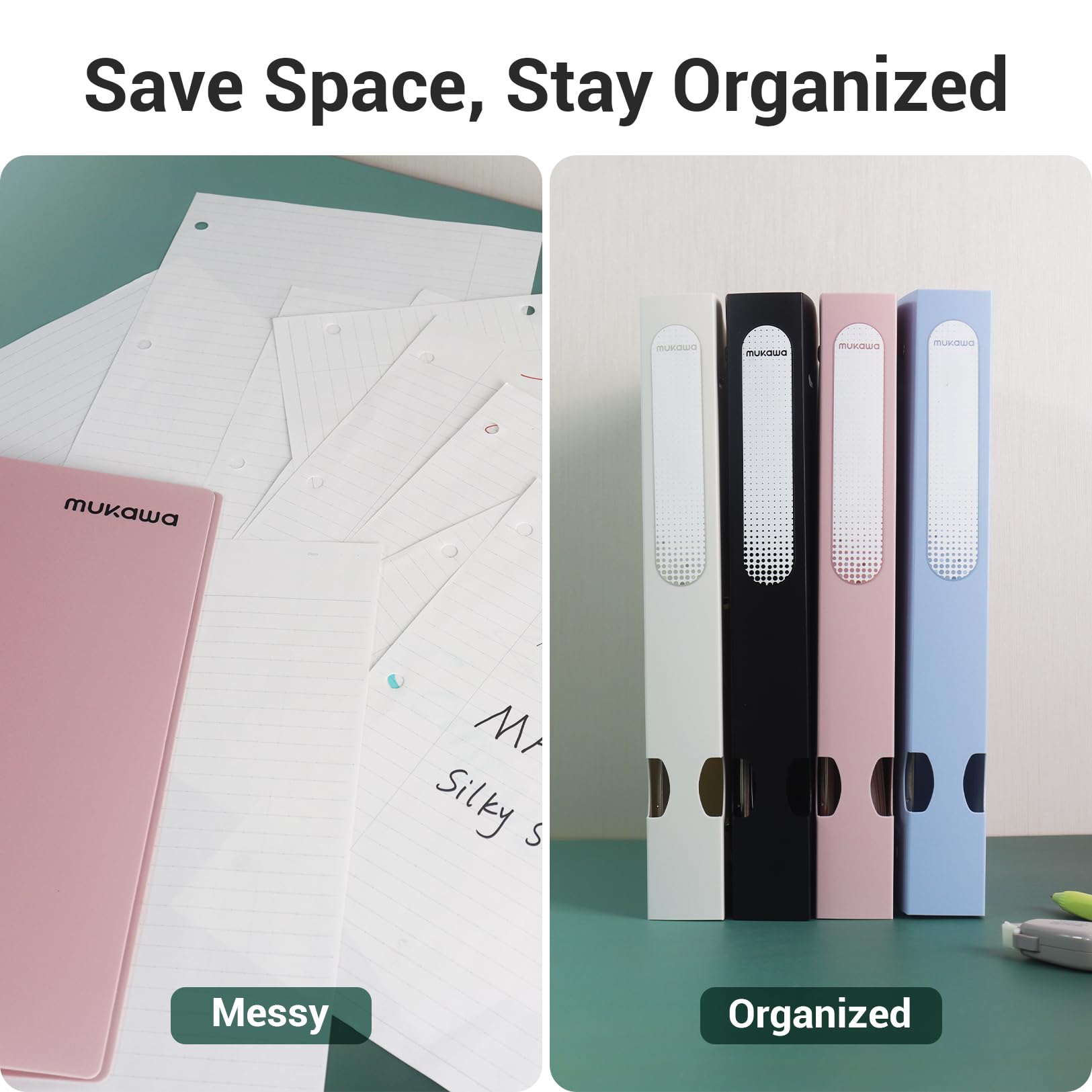 MUKAWA 1 Inch 3 Ring Binder, D-Ring Binder Holds 250 Sheets, PP Cover with Writable Spine Label, Lay-Flat Design, Letter Size 8.5x11, Lightweight for School, Office & Home Organization, 2 Pack, Black