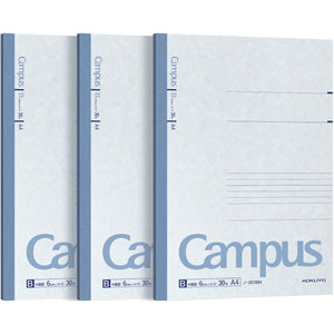 KOKUYO Campus Composition Notebook, Lined Notebooks with 30 Sheets 6mm Ruled Paper, 3 Pack A4 Notebook for School and Work, School Supplies Comp Book for Journal Diary, Japan Import