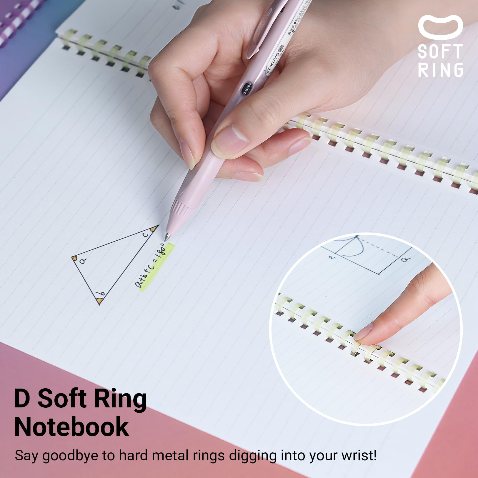 KOKUYO Spiral Lined Notebook, 5 Pack 8.3'' x 5.8'' Pastel Journal A5 Campus Soft Ring Notebooks with Dot 6 mm Ruled, 50 Sheets, 1 Subject Notebook, Note Taking for School. Japan Import (SU-S131BT)