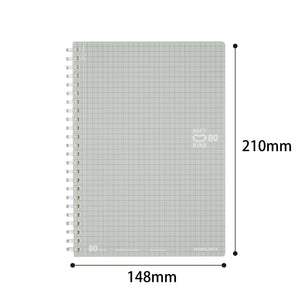Kokuyo Spiral Graph Notebook, 8.3'' x 5.8'' Business Journal A5 Soft Ring Notebooks with 5mm Grid Ruled, 80 Perforated Sheets, Sliver 1 Subject Notebook, Note Take for Work. Japan Import(SU-SV338S5-C)