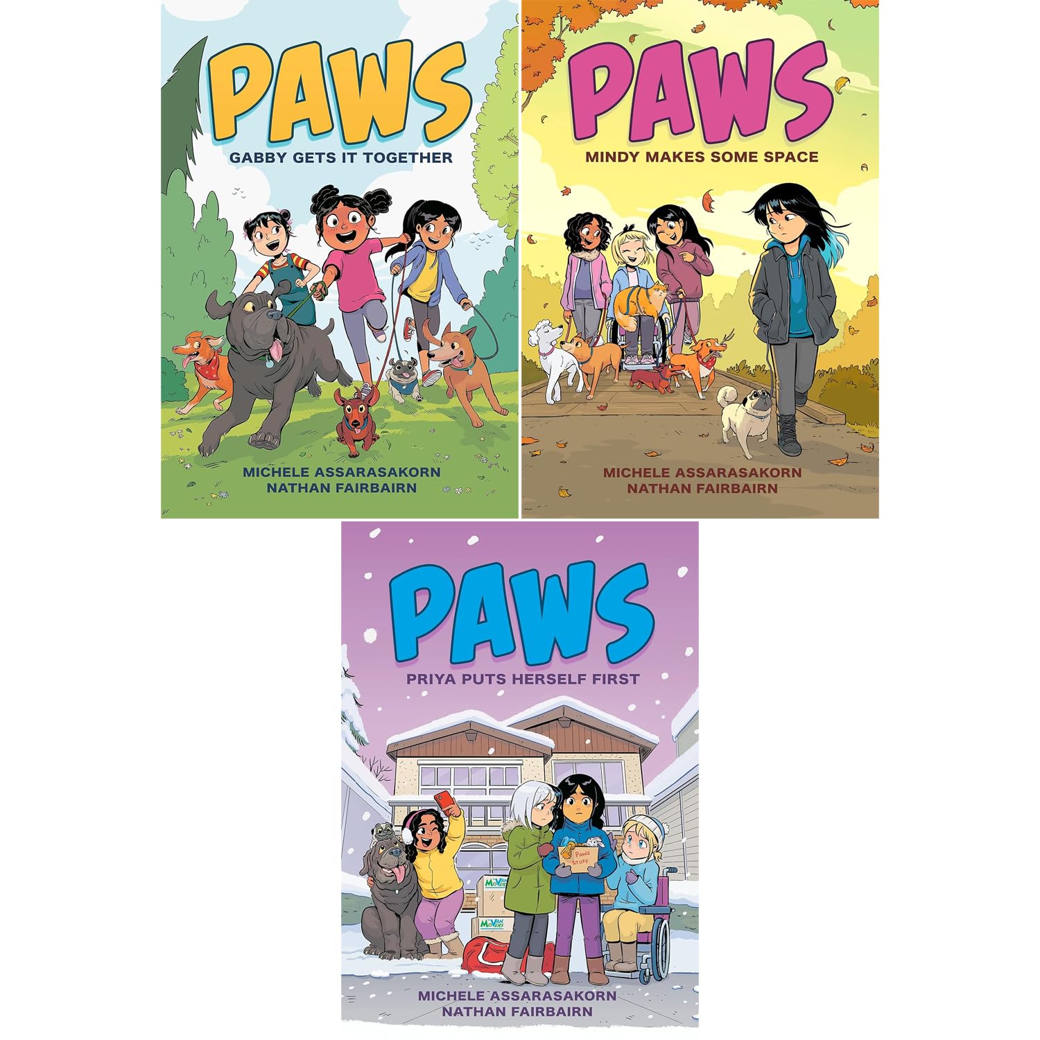 PAWS Graphic Novel Series 5-Book Complete Collection Set (Book 1 to Book 5) - Gabby Gets It Together; Mindy Makes Some Space; Priya Puts Herself, Hazel Has Her Hands Full, The Trouble with Leo