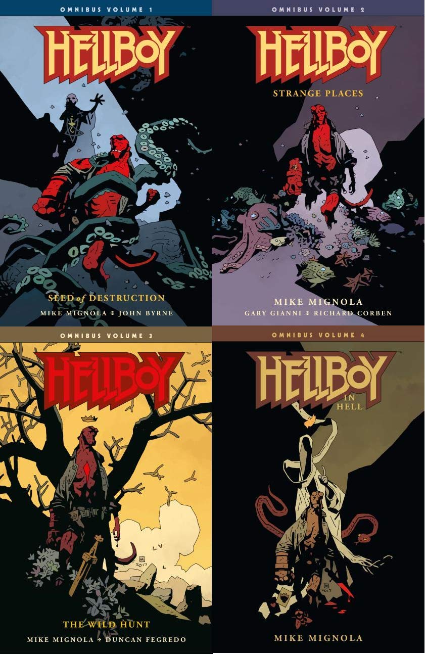 Hellboy Omnibus Series by Mike Mignola collection book set Vol 1-4(Seed of Destruction,Strange Places, The Wild Hunt, Hellboy in Hell)