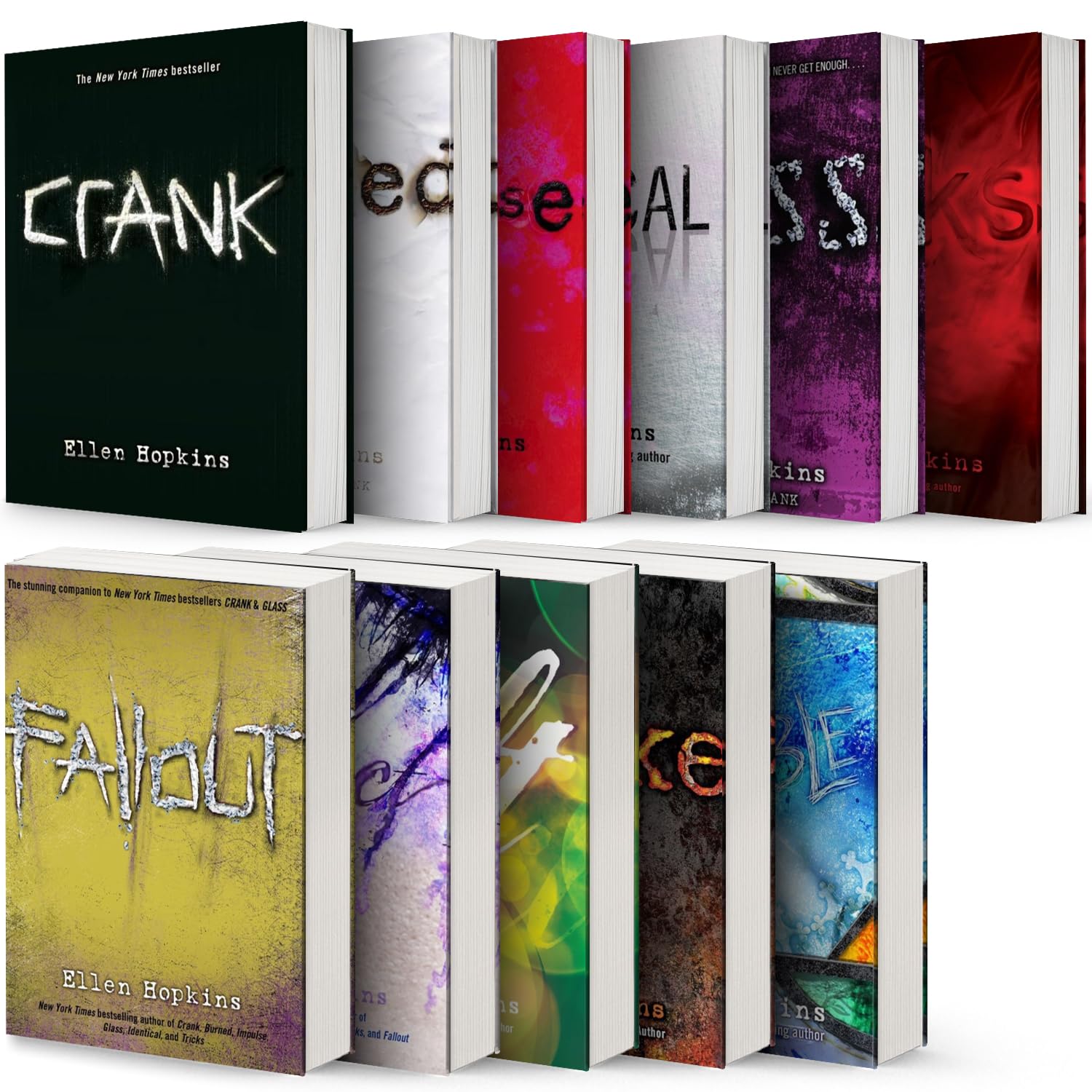 Crank Series Complete 11 Book Set Ellen Hopkins (Burned, Impulse,Glass,Identical, Tricks, Fallout,Perfect,Smoke,Tilt, ,Crank,Rumble)