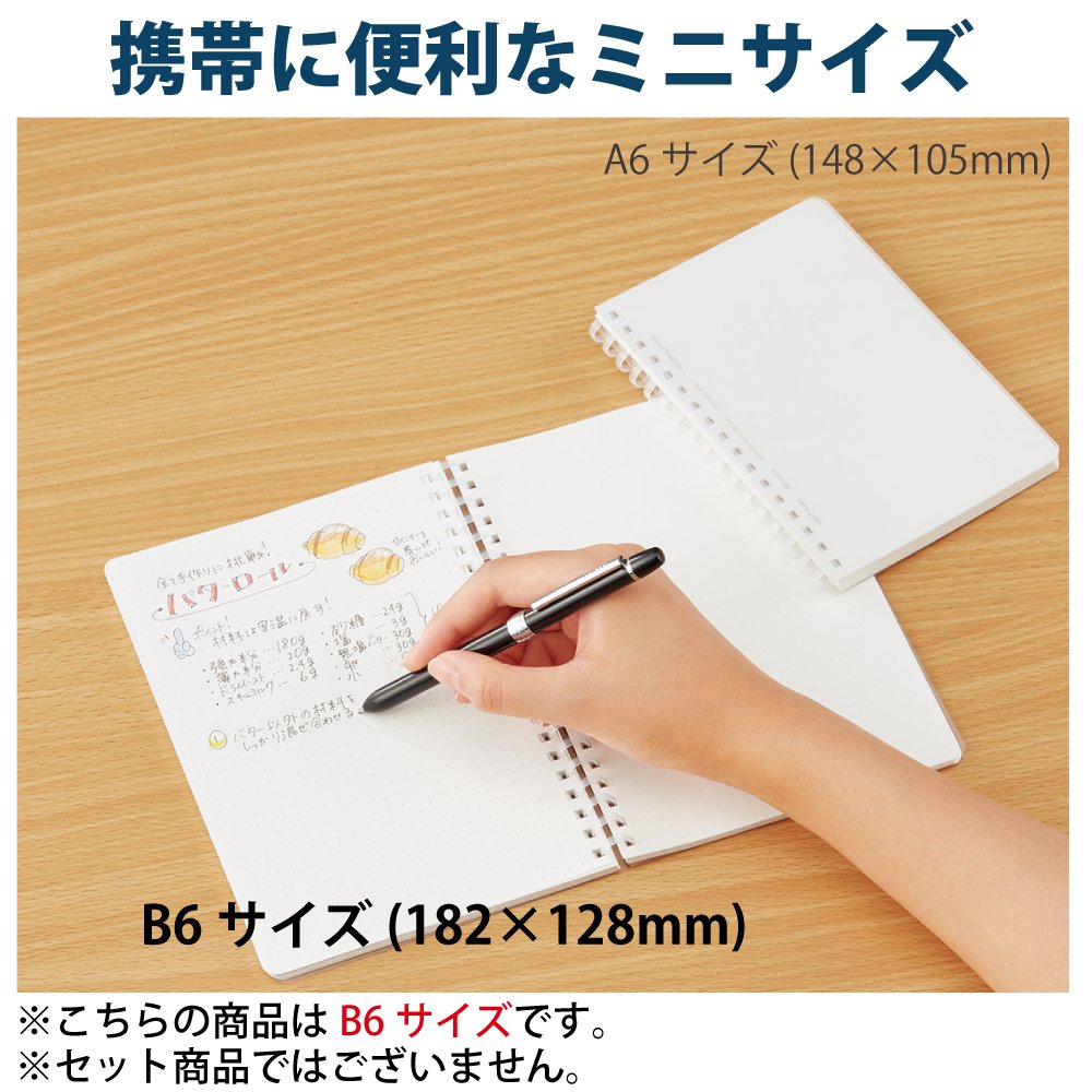 KOKUYO Spiral Dotted Notebook, 10'' x 7' Business Journal B5 Soft Ring Notebooks with 5mm Dot Grid, 80 Perforated Sheets, Clear 1 Subject Notebook, Note Taking for Work. Japan Import(SU-SV508WT-T)