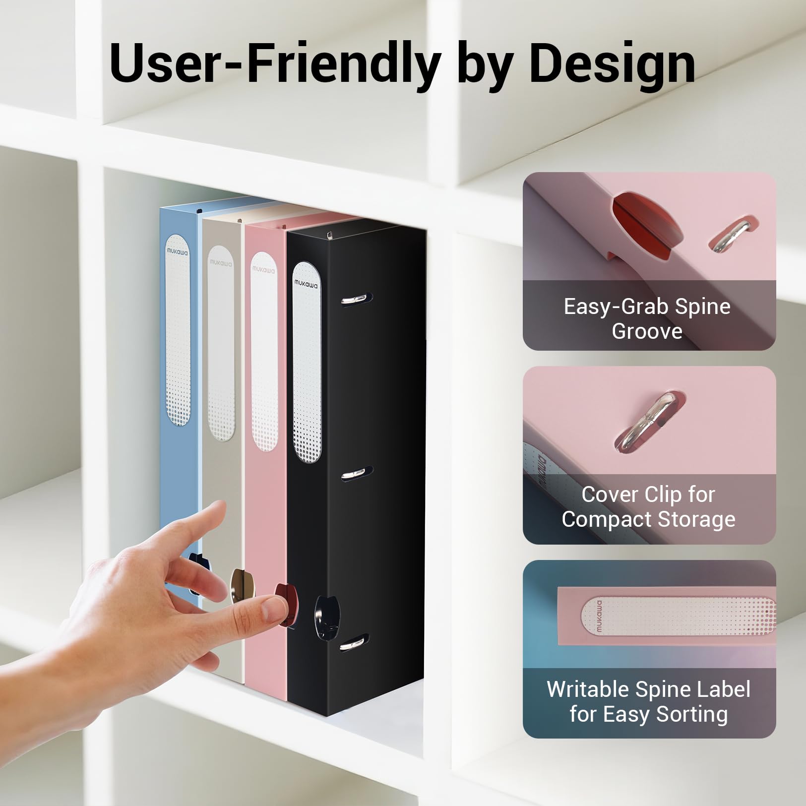 MUKAWA 1 Inch 3 Ring Binder, D-Ring Binder Holds 250 Sheets, PP Cover with Writable Spine Label, Lay-Flat Design, Letter Size 8.5x11, Lightweight for School, Office & Home Organization, 1 Pack, Pink