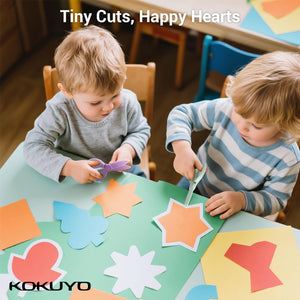 Kokuyo Toddler Safety Scissors, 2 Pack ABS Child-Safe Preschool Training Kids Scissors & Practice Sheets Paper Cutting, Ergonomic Blunt Tips, Early Childhood Craft Supplies for 2-4 Years, Japan Import