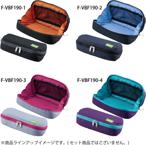 KOKUYO Shellbro Pen Case, Shell-shaped structure, Big Capacity Pencil Case, Large Pencil Pouch, Stationery Pen Bag, Navy x Blue, Japan Import (F-VBF190-2)