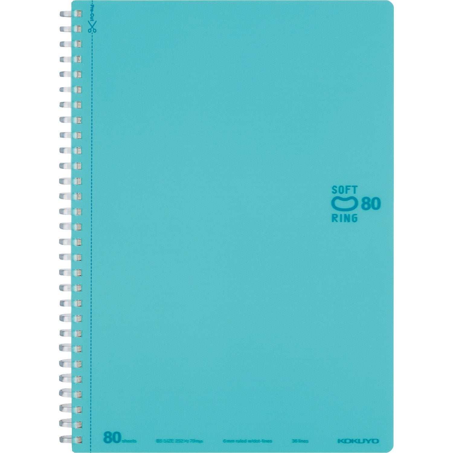 KOKUYO Spiral Lined Notebook, 10'' x 7'' Pastel Journal B5 Soft Ring Notebooks with Dot 6 mm Ruled, 80 Sheets, Light Blue 1 Subject Notebook, Note Taking for School. Japan Import (SU-SV308BT-LB)