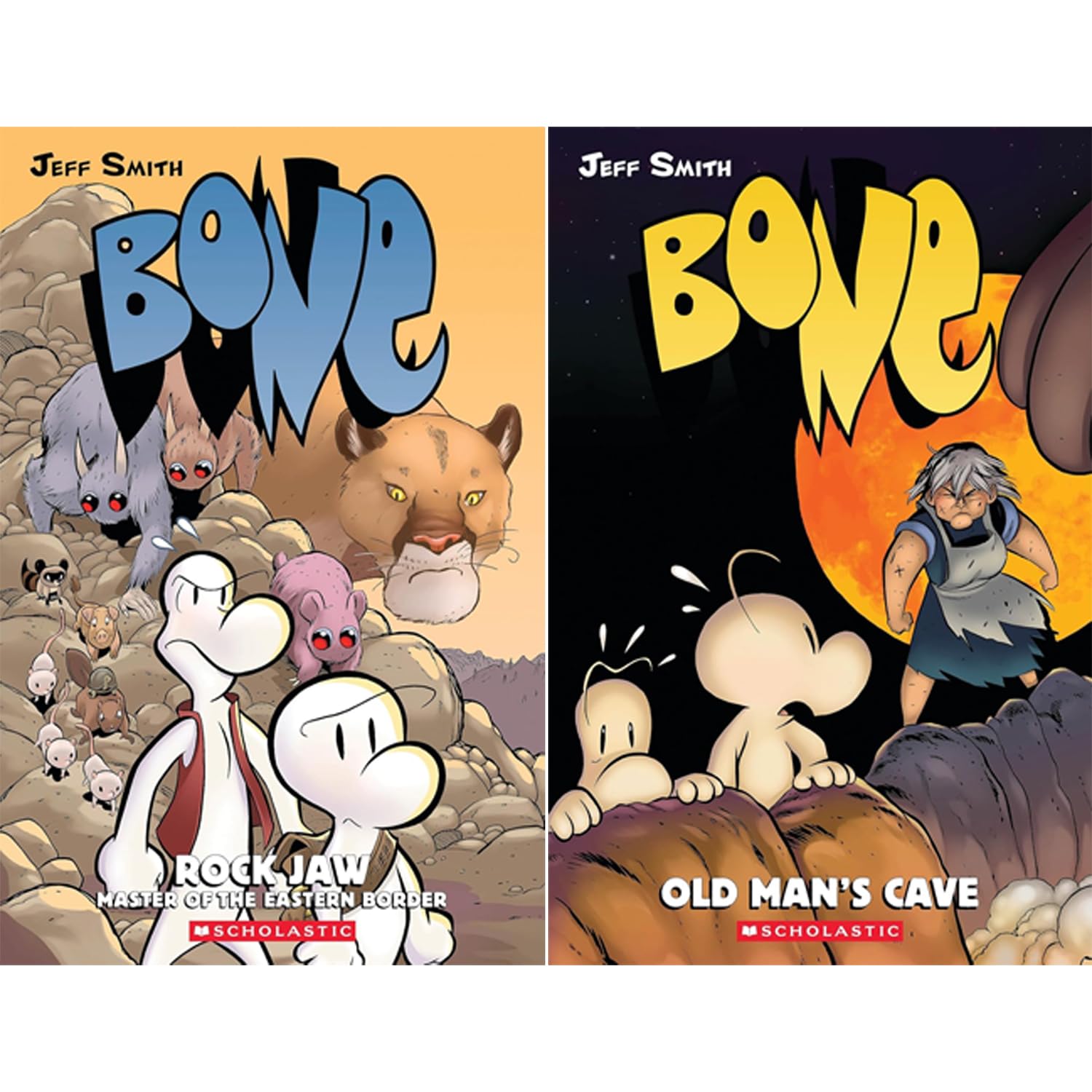 Bone 10-Book Collection Set, Vol.1–9 & Rose (Out From Boneville, The Great Cow Race, Eyes of the Storm, The Dragonslayer, Rock Jaw, Old Man’s Cave, ... Treasure Hunters, Crown of Horns, Rose)