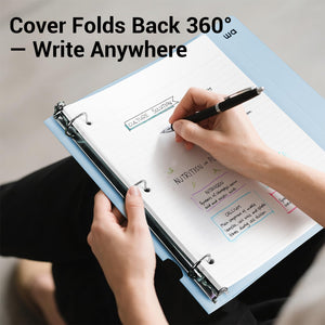 MUKAWA 1 Inch 3 Ring Binder, D-Ring Binder Holds 250 Sheets, PP Cover with Writable Spine Label, Lay-Flat Design, Letter Size 8.5x11, Lightweight for School, Office & Home Organization, 2 Pack, Blue