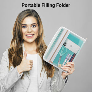 Mukawa 13 Pocket Expanding File Folder, Zipper Accordion File Folder, Expandable Folder with Customized Labels, Document Organizer for School Kids, Office Paper Organizer, Letter Size (Green)
