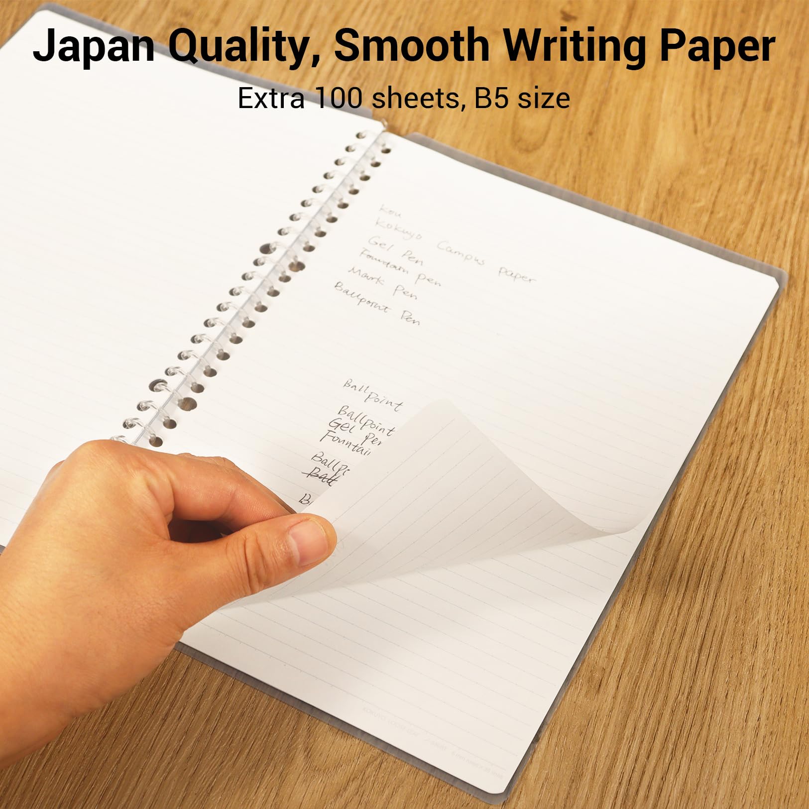 Kokuyo Campus Smart Ring Binders 3 Pack, B5 Notebook Binder +100 Sheet Refiller Paper, 25 Sheet Capacity, 26 Rings, Light Color, Perfect for Work, Study & Journal, Japan Import