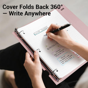 MUKAWA 1 Inch 3 Ring Binder, D-Ring Binder Holds 250 Sheets, PP Cover with Writable Spine Label, Lay-Flat Design, Letter Size 8.5x11, Lightweight for School, Office & Home Organization, 1 Pack, Pink