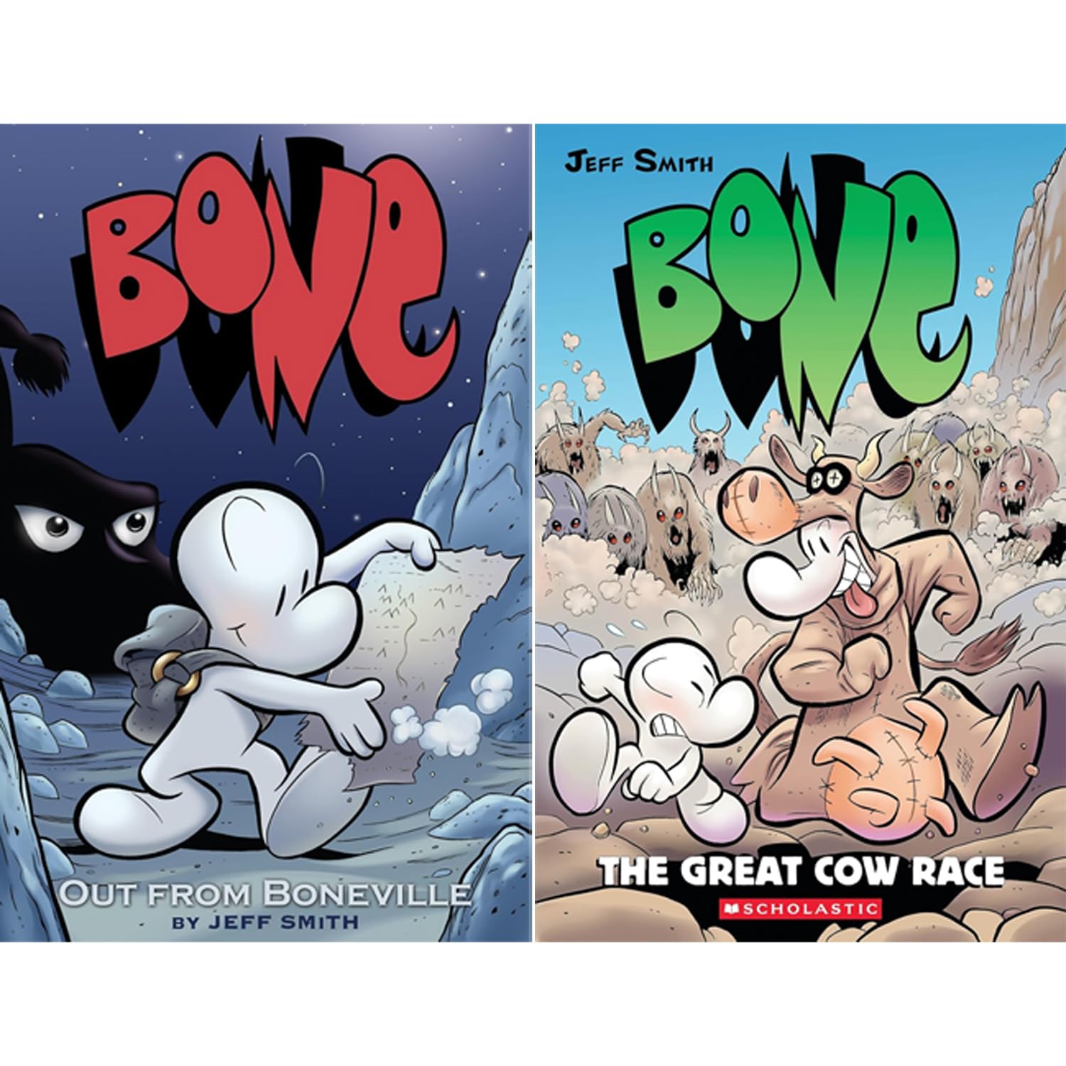Bone 10-Book Collection Set, Vol.1–9 & Rose (Out From Boneville, The Great Cow Race, Eyes of the Storm, The Dragonslayer, Rock Jaw, Old Man’s Cave, ... Treasure Hunters, Crown of Horns, Rose)