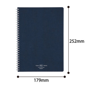 KOKUYO Spiral Lined Notebook, 10'' x 7'' Business Journal B5 Soft Ring Notebooks with 7 mm Ruled, 80 Perforated Sheets, Navy 1 Subject Notebook, Note Taking for Work. Japan Import (SU-SV608A-DB)