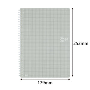 Kokuyo Spiral Graph Notebook, 10'' x 7'' Business Journal B5 Soft Ring Notebooks with 5mm Grid Ruled, 80 Perforated Sheets, Sliver 1 Subject Notebook, Note Taking for Work. Japan Import (SU-SV308S5-C)
