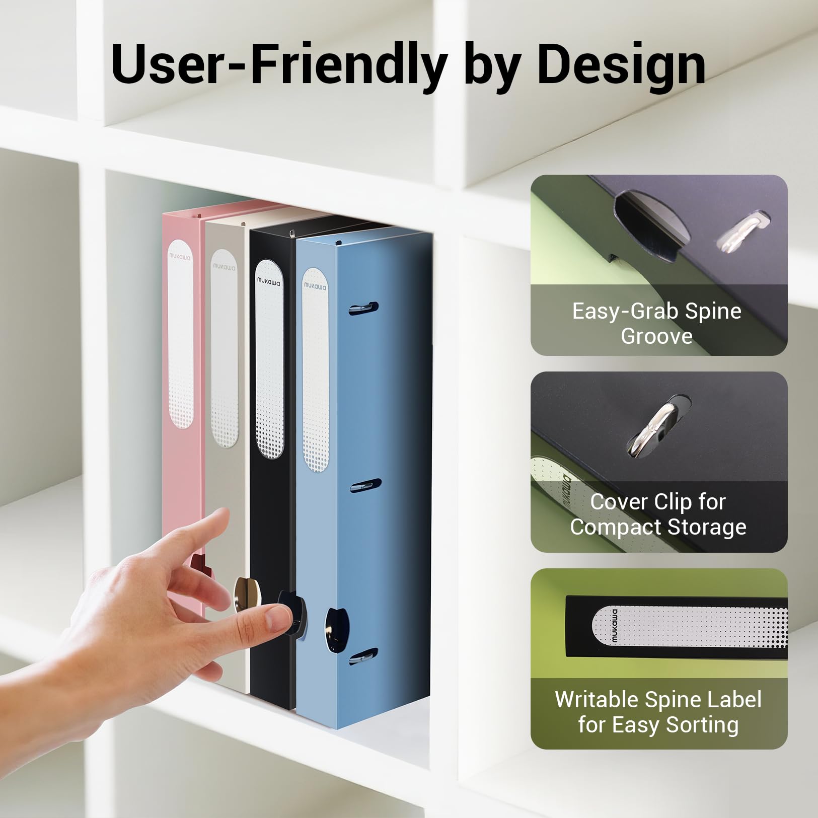 MUKAWA 1 Inch 3 Ring Binder, D-Ring Binder Holds 250 Sheets, PP Cover with Writable Spine Label, Lay-Flat Design, Letter Size 8.5x11, Lightweight for School, Office & Home Organization, 2 Pack, Black