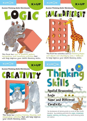 Kumon Thinking Skills Workbooks K Series Collection Set of 4 Books - Logic, Same and Different, Creativity, Kumon Thinking Skills K and up (Tswk) by Kumon Publishing