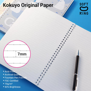 KOKUYO Spiral Notebook Journal, 3 Pack Campus B5 Soft Ring Notebooks with Dotted A 7mm Rule, 40 Sheets, Cute Animal 1 Subject Notebook in Blue Yellow Green, College Office Note Taking. Japan Import