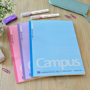 KOKUYO Composition Notebooks, 3 Pack Campus 9-3/4" x 7-1/2" Comp Book with College Ruled, 80 Sheets, Pink Blue Lavender School Lined Notebook Journal for Work Study Note Taking (WSG-NO-308CG1×3)