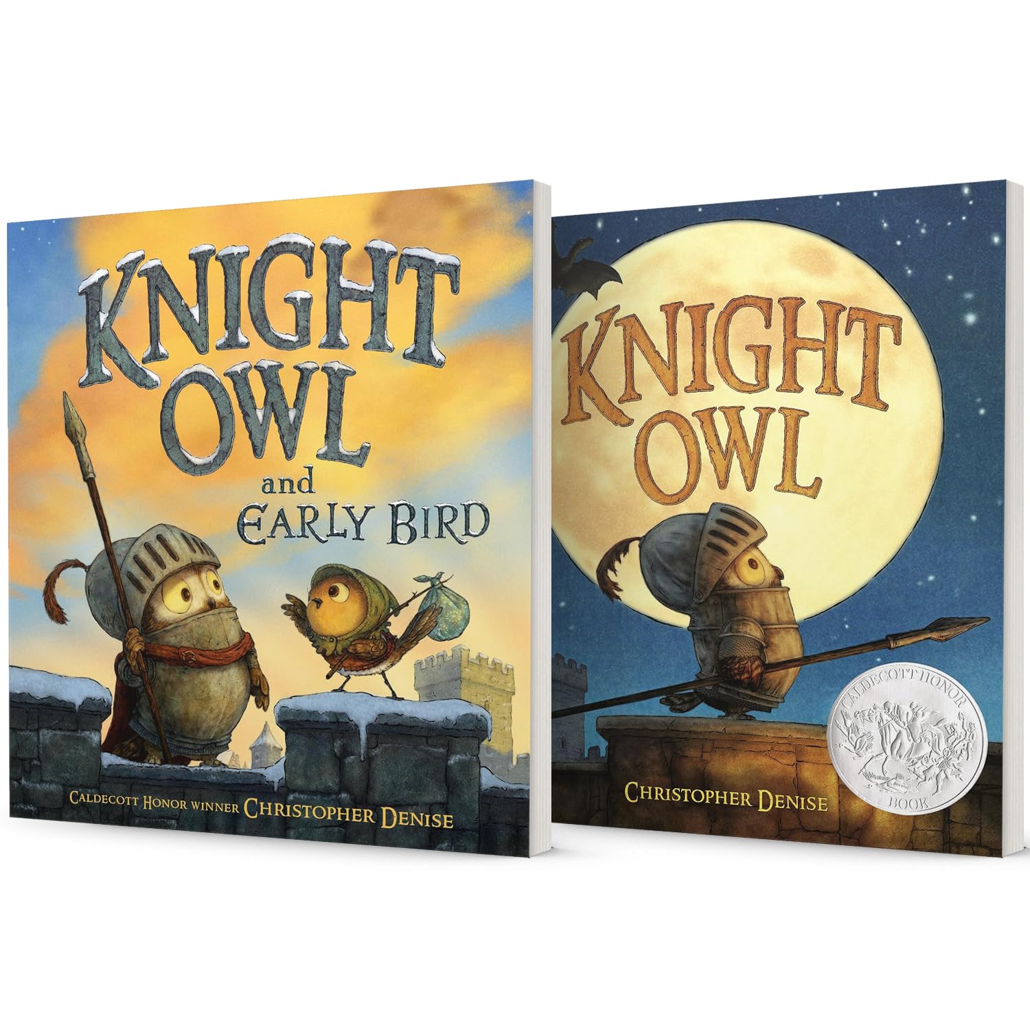 The Knight Owl Series Vol. 1 - Vol. 2, Knight Owl, Knight Owl and Early Bird, 2 Books Collection Set (Caldecott Honor Book), by Christopher Denise, Hardcover