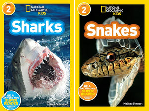 National Geographic Kids Readers Level 2 Series, Collection Set of 10 Books. Volcanoes, Mummies, Planets, Penguins, Sharks, Snakes, Rocks and Minerals, Wolves, Pandas, Dolphins