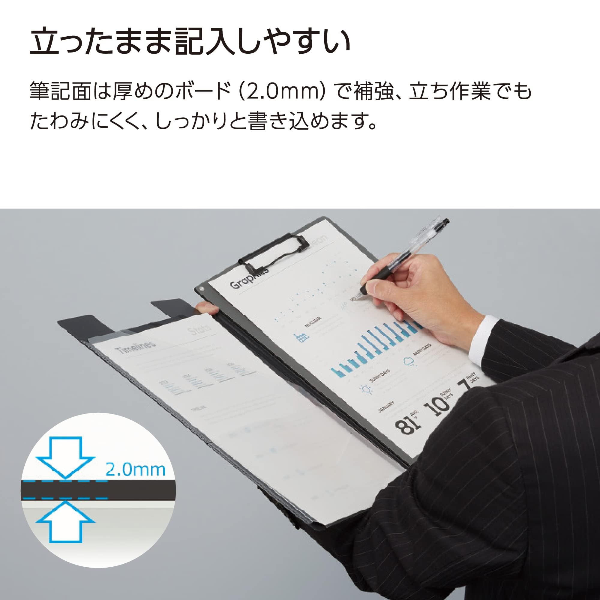 Kokuyo Clipboard Folder, 3 Pack A4 Foldable Clipboard Folio with Clip. 360 Degree Binder Clipboards with Elastic Band, File Cover Work Folder Clipboards with Pen Slot. Japan Import