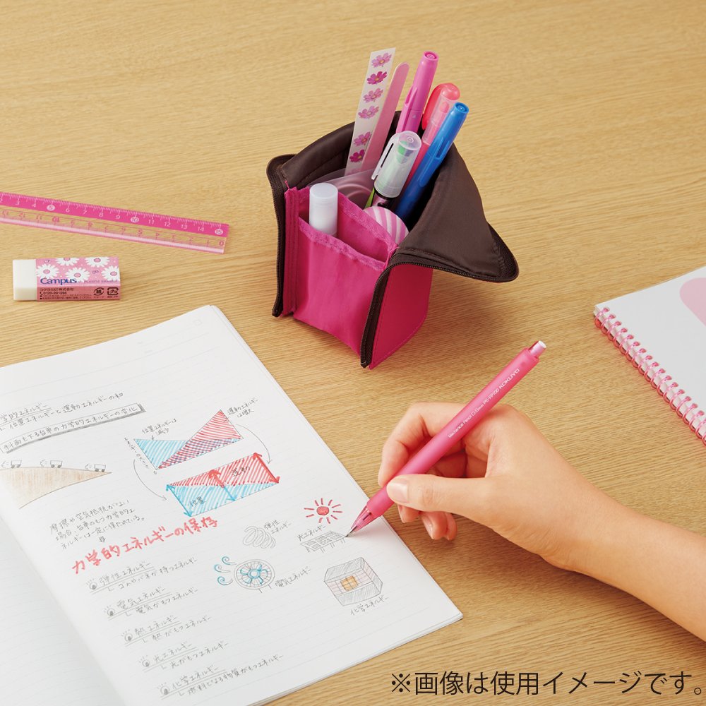 KOKUYO Pencil Case Pouch, Neo Critz Standing Pen Pouch Bag, Foldable Stand up Pencil Holder Organizer, Small Portable Pencil Box for School Office Supplies, Blue x Navy, Regular Size (F-VBF180-3)