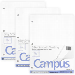 KOKUYO 5x5 Graph Paper, 8.25x11 Inches Loose Leaf Paper, 300 Sheets, Smooth Writing Surface, Bleed Resistant Filler Paper for Math, Engineering, Art Projects. Japan Import (WSG-NO-887G2x3)