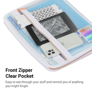 Mukawa 13 Pocket Zippered Expanding File, Zippered Accordion File Organizer, Accordion Folder with Zipper for Documents Letter Size A4 Papers (Blue)