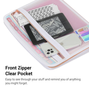 Mukawa 13 Pocket Zippered Expanding File Folder, Accordion File Organizer for Documents Letter Size A4 Papers (Pink)