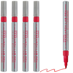 KOKUYO Alcohol Resistant Laboratory Markers, 5 Red Permanent Freezer Lab Pens with 0.6mm Fine Point Tip, Designed for Industrial, Lab and Hospital Use, Japan Import
