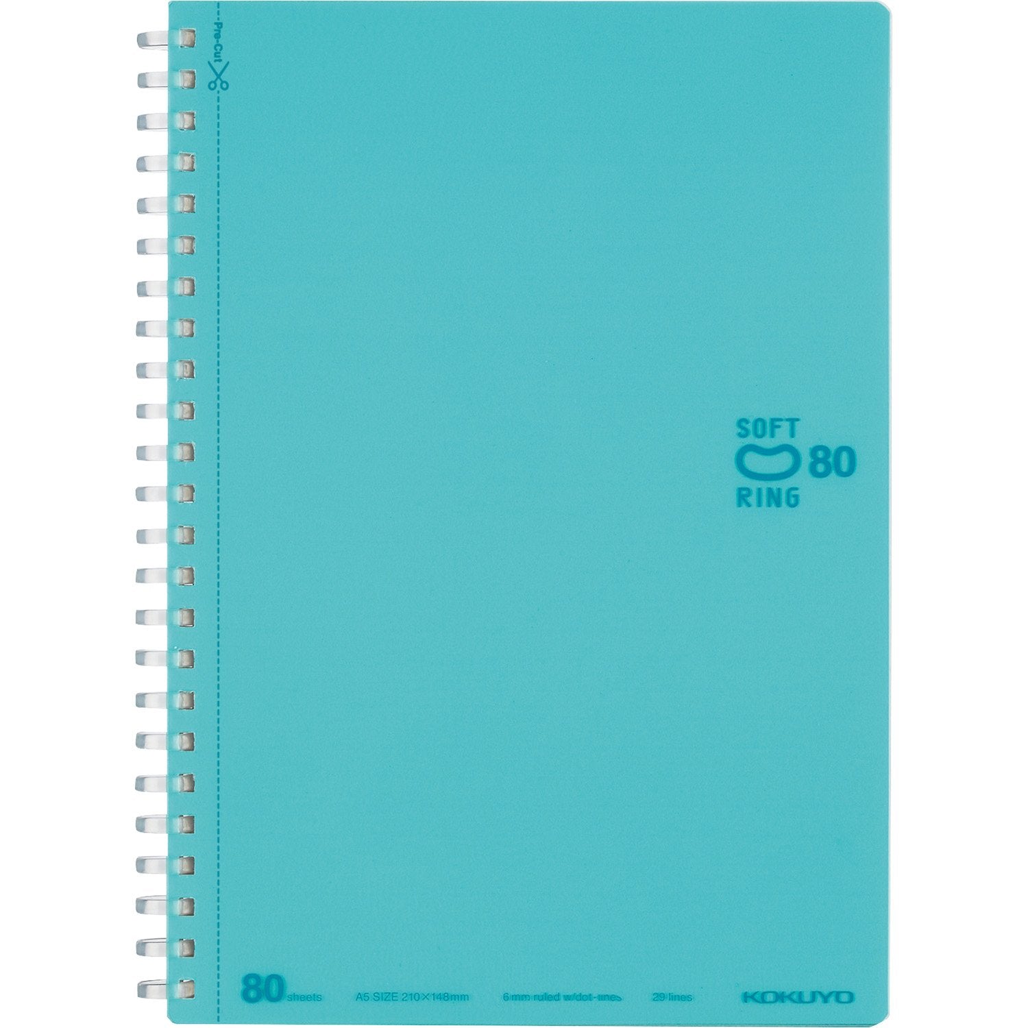 KOKUYO Spiral Lined Notebook, 8.3'' x 5.8'' Pastel Journal A5 Soft Ring Notebooks with Dot 6 mm Ruled, 80 Sheets, Light Blue 1 Subject Notebook, Note Taking for School. Japan Import (SU-SV338BT-LB)