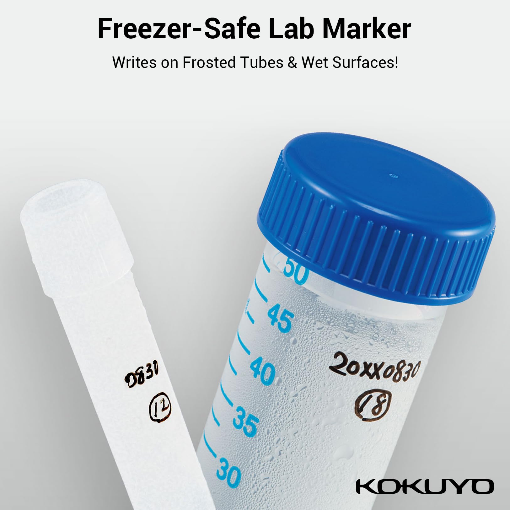 KOKUYO Alcohol Resistant Laboratory Markers, 3 Black & 2 Red Permanent Freezer Lab Pens with 0.6mm Fine Point Tip, Designed for Industrial, Lab and Hospital Use, Japan Import