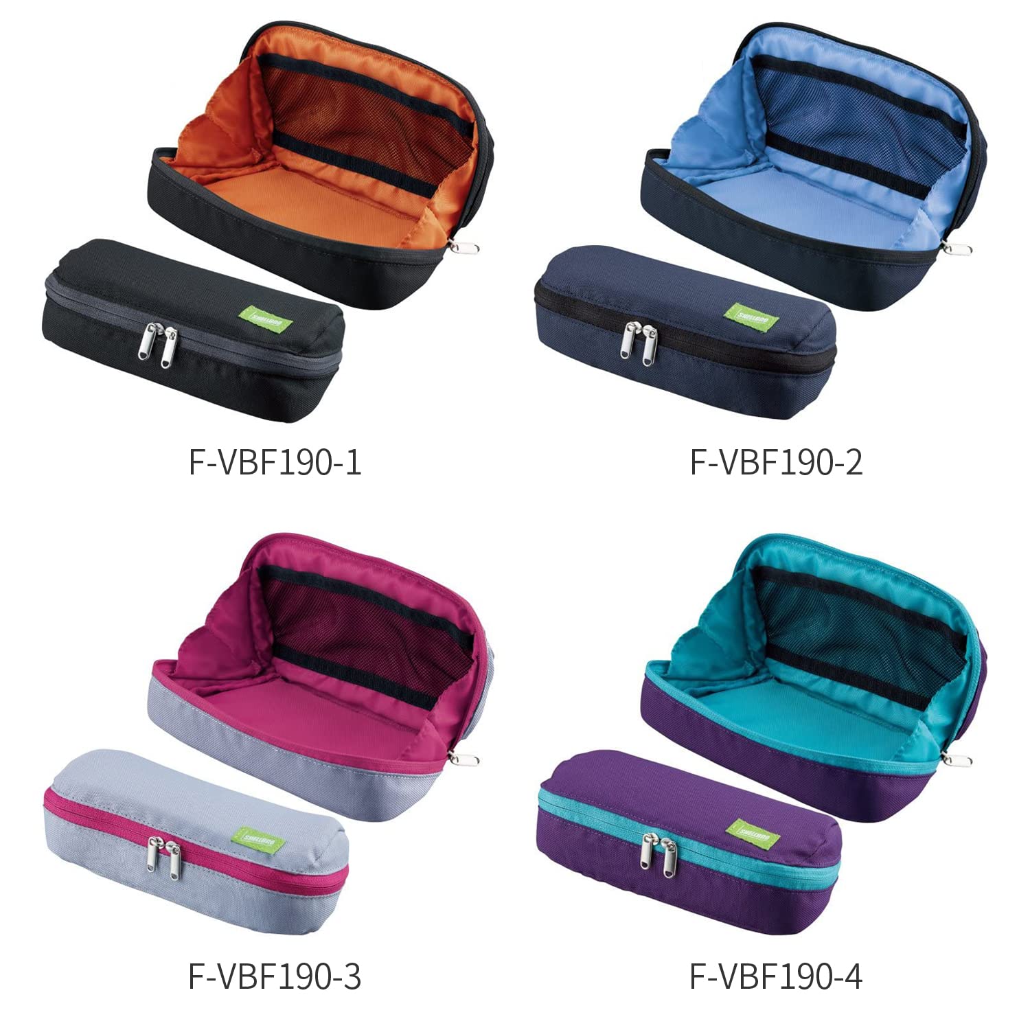 Kokuyo Shellbro Pen Case, Shell-shaped structure, Big Capacity Pencil Case, Large Pencil Pouch, Stationery Pen Bag, Purple x Emerald Green, Japan Import (F-VBF190-4)
