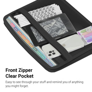 Mukawa 13 Pocket Expanding File Folder, Zippered Accordion File Organizer with Front Clear Pounch, Expandable Filing Folders for Documents, Papers Letter Size, Black