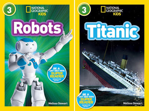 National Geographic Kids Readers Series (Level 3) 10 Books Collection Set (Robots, Titanic, Skyscrapers, Amazon Animals, Wildfires, Meteors, Mars, Cats vs Dogs, Bears, Ancient Egypt)