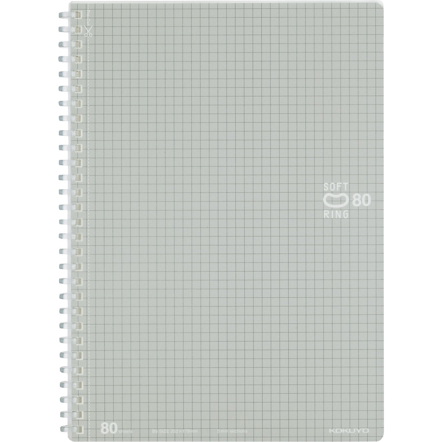 Kokuyo Spiral Graph Notebook, 10'' x 7'' Business Journal B5 Soft Ring Notebooks with 5mm Grid Ruled, 80 Perforated Sheets, Sliver 1 Subject Notebook, Note Taking for Work. Japan Import (SU-SV308S5-C)