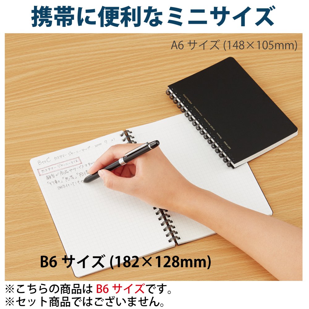 Kokuyo Spiral Graph Notebook, 7.2'' x 5'' Business Journal B6 Soft Ring Notebooks with 5mm Grid Ruled, 70 Perforated Sheets, Black 1 Subject Notebook, Note Taking for Work. Japan Import (SU-SV447S5-D)