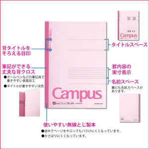 KOKUYO Campus Notebook, A 7mm(0.28in) Ruled, A4, 30 Sheets, 35 Lines, Pack of 5, 5 Colors, Japan Improt (NO-203CAX5)
