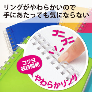 KOKUYO Spiral Dotted Notebook, 7.2'' x 5'' Business Journal B6 Soft Ring Notebooks with 5mm Dot Grid, 80 Perforated Sheets, Clear 1 Subject Notebook, Note Taking for Work. Japan Import (SU-SV548WT-T)