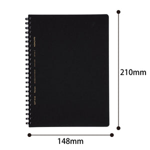 KOKUYO Spiral Lined Notebook, 8.3'' x 5.8'' Business Journal A5 Soft Ring Notebooks with A 6mm Ruled, 70 Perforated Sheets, Black 1 Subject Notebook, Note Taking for Work. Japan Import (SU-SV437B-D)