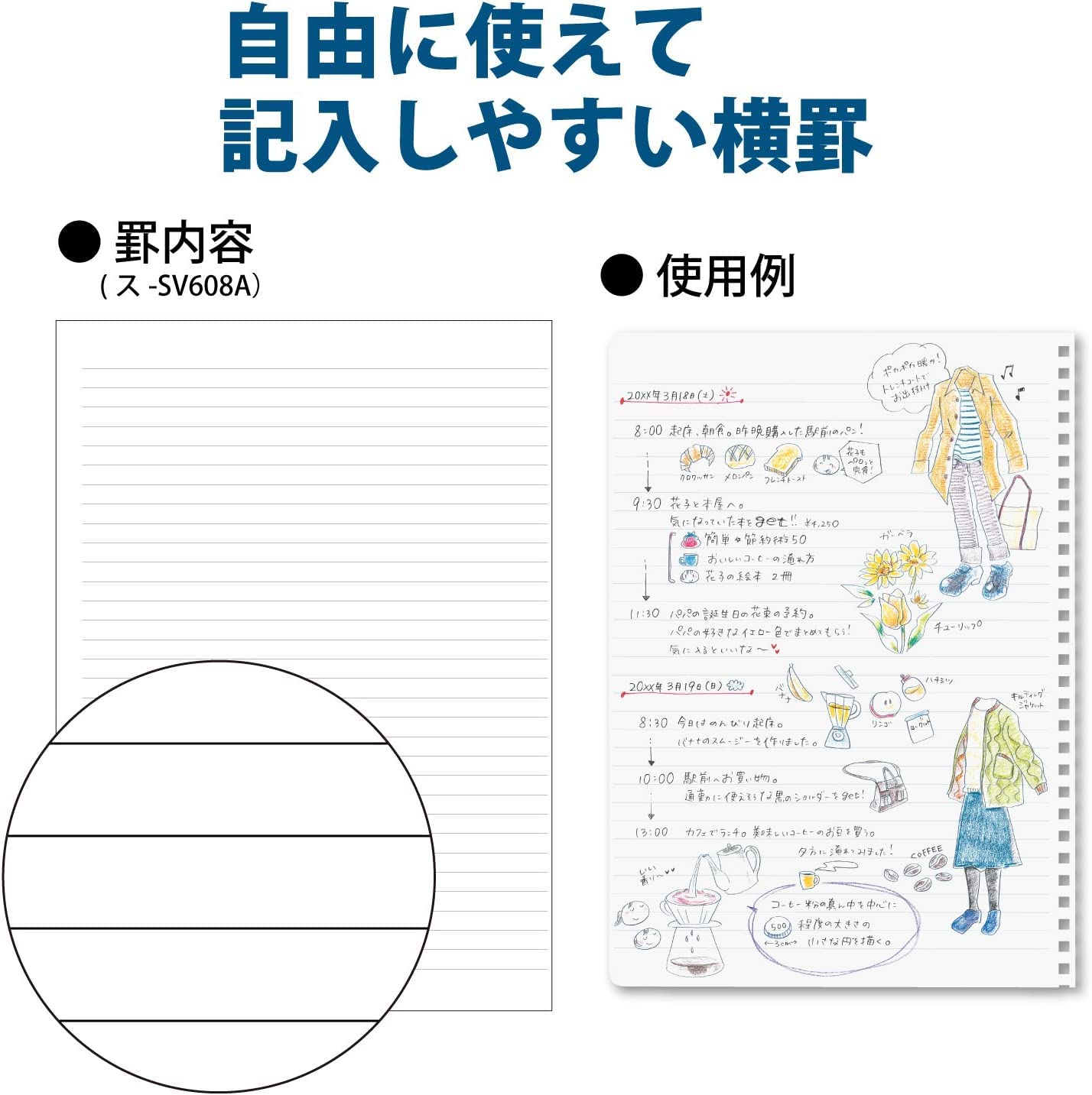 Kokuyo D Shaped Soft Ring Notebook, 7mm Rule, 31 Lines, 80 Sheets, B5, Natural Style, Set of Black, Beige, Navy, Japan Import (SU-SV608A)