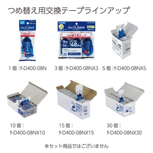 KOKUYO Glue Tape for Scrapbooking, 52.5 Ft x 0.33 in Double Sided Tape Roller for Crafts, Blue Dot Pattern Tape Runner, Adhesive Scrapbook Supplies. Japan Import (TA-DM400-08)
