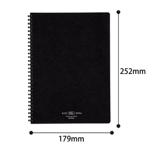 KOKUYO Spiral Lined Notebook, 10'' x 7'' Business Journal B5 Soft Ring Notebooks with 7 mm Ruled, 80 Perforated Sheets, Black 1 Subject Notebook, Note Taking for Work. Japan Import (SU-SV638A-D)