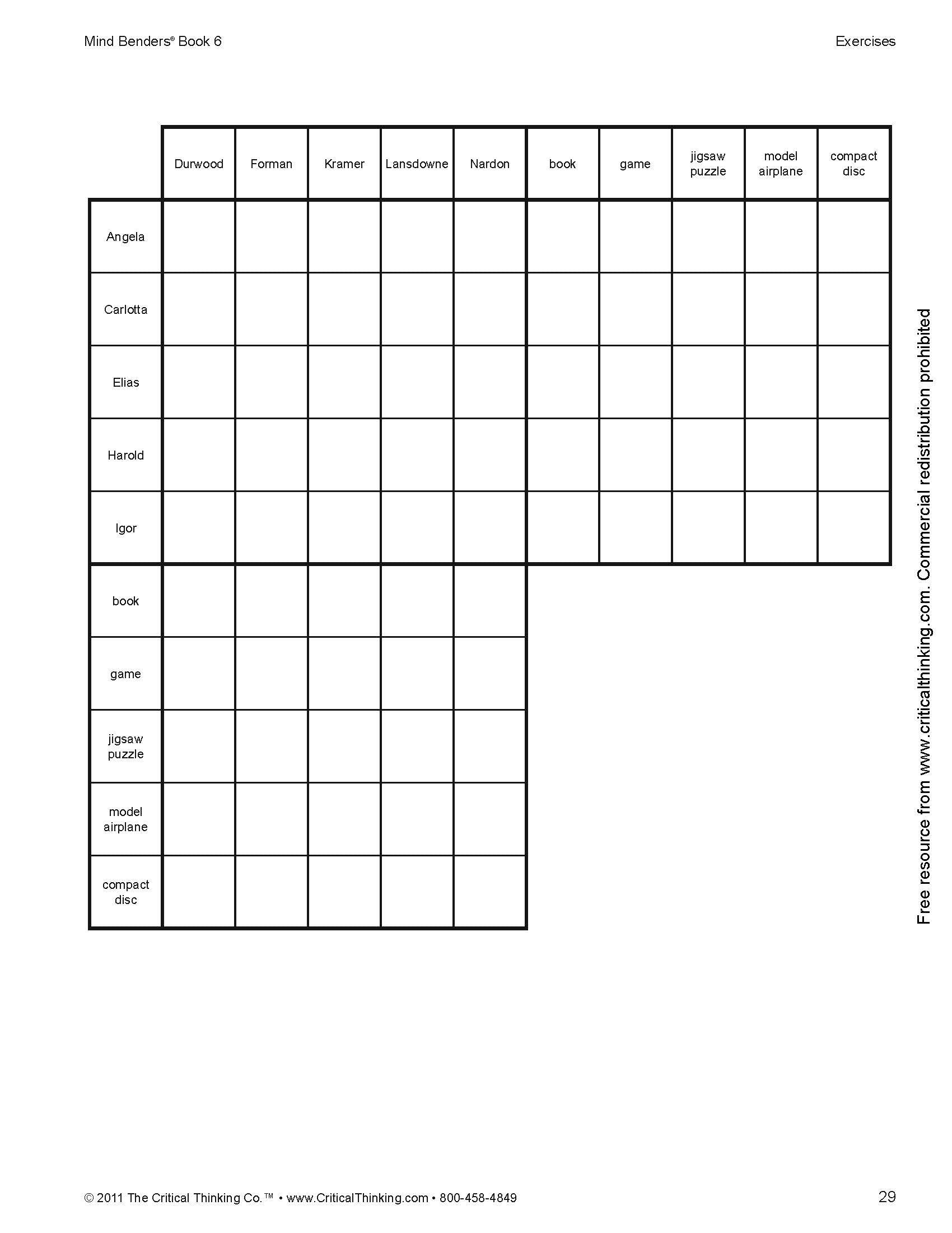 Critical Thinking CTB01336BBP Mind Benders Book 6, Grades 7-12+, Grade: 7 to 7
